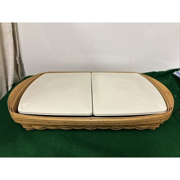 Longaberger Hostess Devided Serving Tray-2 Protectors Botanical Fields Line - Picture 1 of 11